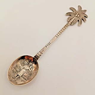 Vintage Fiji Souvenir Spoon Sterling Silver Palm Tree Handle Collectible 15g