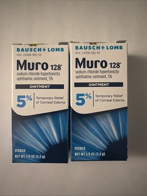 New Lot Of 2 Boxes Bausch + Lomb Muro 128 Eye Ointment Corneal Edema 5% 3.5g