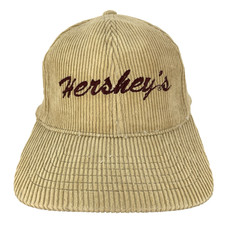 Vtg Hershey's Chocolate Corduroy Cap Script Logo Strap Back Trucker Baseball Hat