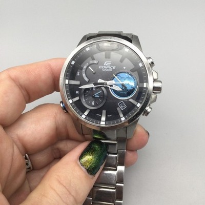 Casio Edifice Tough Solar World Time Watch Mens 44mm Stainless