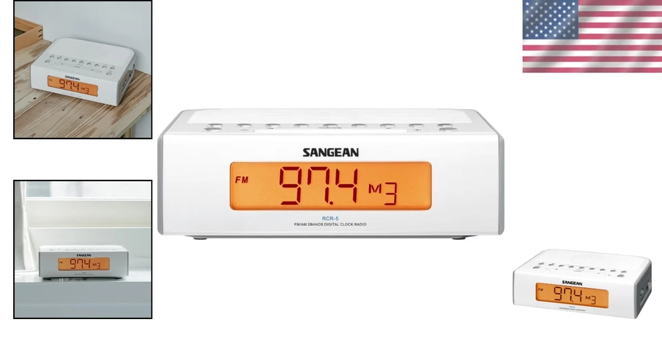 Compact AM/FM Clock Radio, White - Image 2 of 4