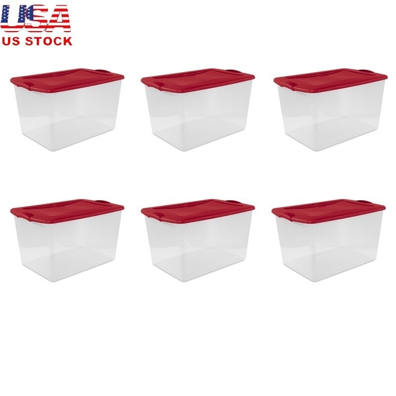 66Qt Clear Plastic Storage Bins with Latching Lids - 6-Pack Large Organizing Containers