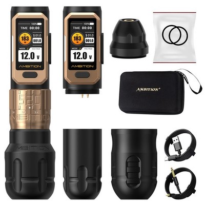 Ambition Wireless Tattoo Machine Pen Coreless Motor Adjustable Stroke 2.2-4.2mm