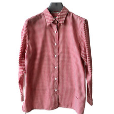 ORVIS Women's Shirt Cotton Red White Gingham Plaid Long Sleeves 8 Small