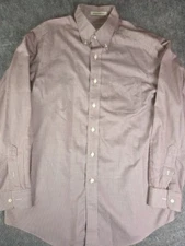 L.L. Bean Wrinkle Resistant Long Sleeve Maroon Geometric Print Button Up Medium