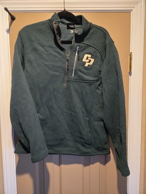 CAL POLY State Univ Green 1/4 Zip Pockets Green Pullover Sweatshirt Size Small