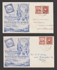 AUSTRALIA PAIR OF 1950 FDC STAMP CENTENARY ADDRESSED