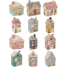 Shudehill Giftware Village Pottery Floral House Tealight Holder Ceramic