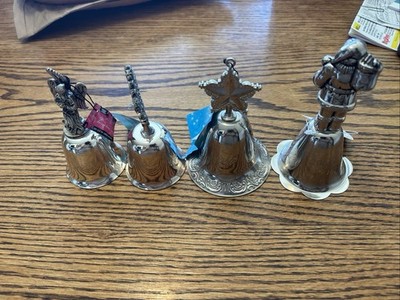 LORI LINE Christmas Bells 2005,2006,2007,2008 Set of 4 Collectable Silver Decor