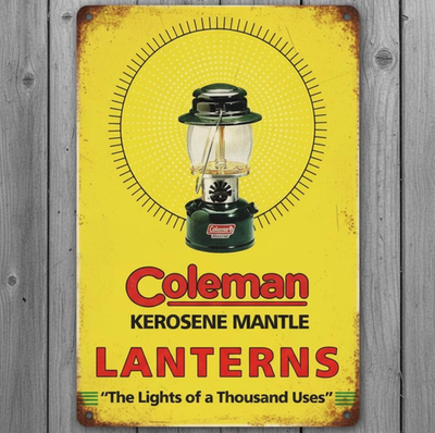 #ad Coleman Kerosene Lanterns 8 x 12 Vintage Novelty Metal Sign Shrink Wrapped New $14.49