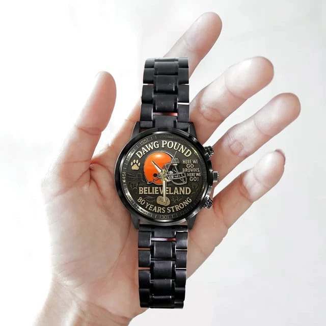 Cleveland Browns Black Stainless Steel Watch