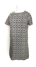 ZARA 60s Twiggy Retro Pattern Raglan Sleeves Shift Navy White Tunic Dress M
