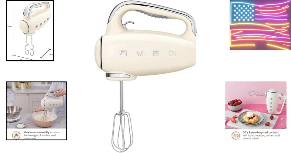 Elegante Mezclador Retro Crema con Pantalla Digital y 9 Velocidades para Hornear Sin Esfuerzo Foto 2 de 4