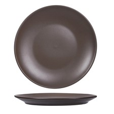 Tuxton China Inc Zion 11-3/4" Matte Brown Porcelain Round Coupe Plate - 1 Doz