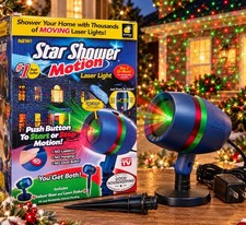 Star Shower Motion Laser Christmas Light Projector Red Green Open Box Untested