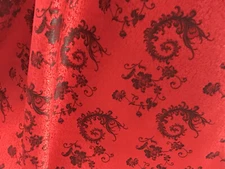 Red Black  Dragon  Brocade Fabric 54” Width Sold By The   Yard