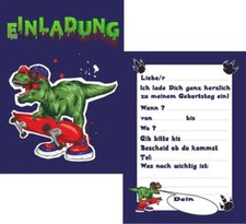 6 Kinder Geburtstag Einladungskarten Karte Einladung Party Dino Dinosaurier Rex
