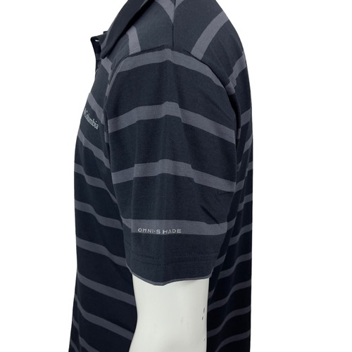 Columbia Mens XL,XXL Omni Shade Golf Polo Shirt Black Gray Stripe Logo Polo - Picture 13 of 20