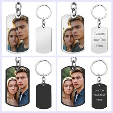 Full Color Personalized Photo Text Engraved Tag Key Chain Keepsake for Men Women