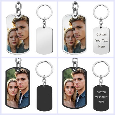 Full Color Personalized Photo Text Engraved Tag Key Chain Keepsake for Men Women