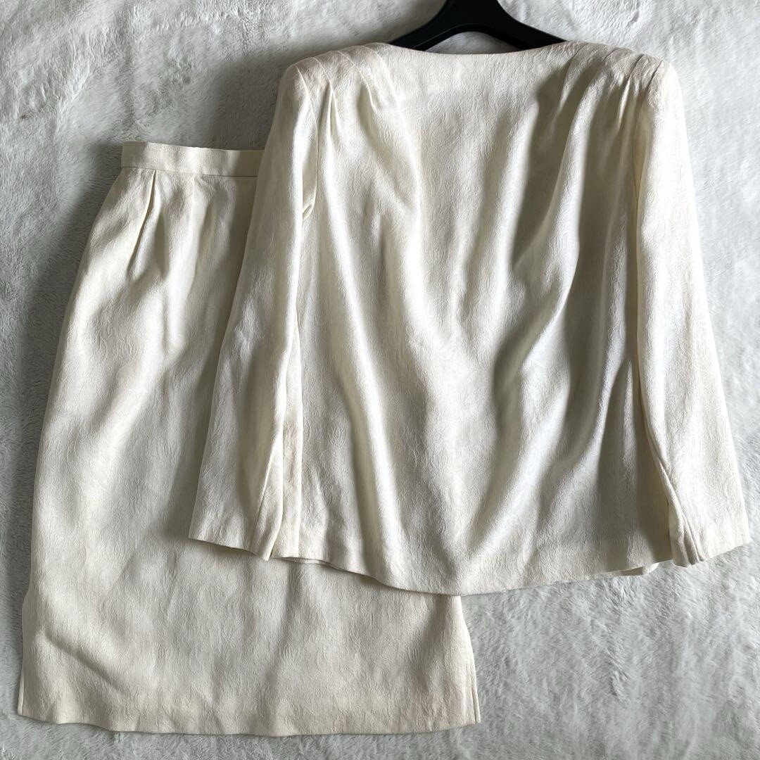 Set gonna jacquard floreale vintage lana Yves Saint Laurent taglia M panna dal Giappone