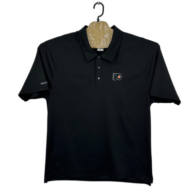 Reebok NHL Philadelphia Flyers Poloshirt Herren Medium Schwarz Vintage Y2K Retro