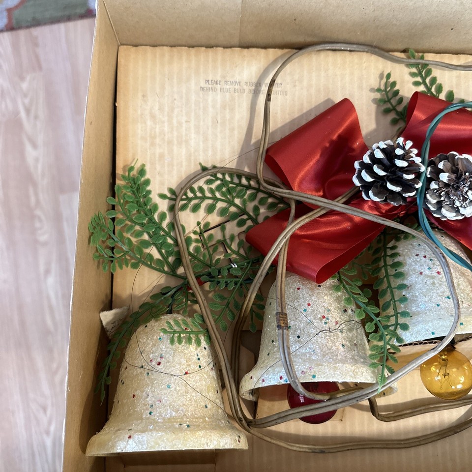 Lot Of 2 NOS Vintage Christmas Charm Bells Light Up Swag in Box