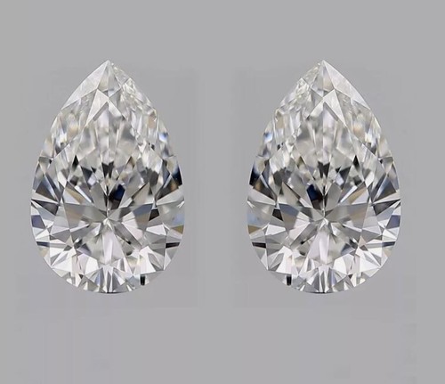 Loose CVD White Diamond Pair 4 x 6 mm Certified Pear D Color IF Clarity