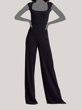 2490 Ralph Lauren Purple Label Women's Black Cap Open-Back Jumpsuit Size XS