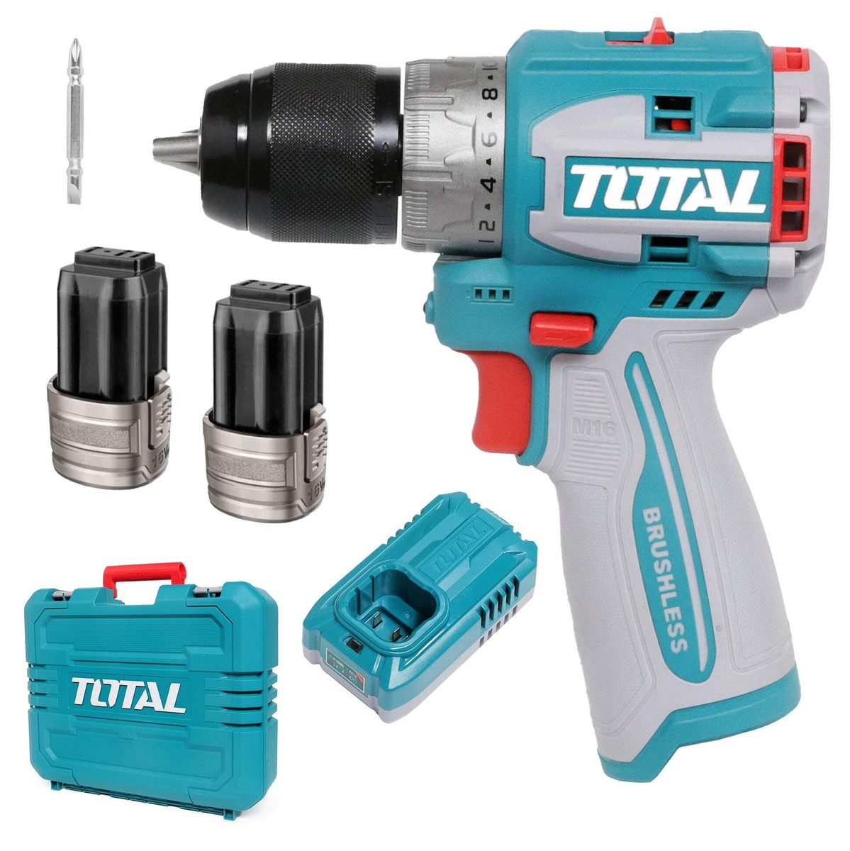 Total Li-Ion 16V Compact Brushless Cordless Drill (with x