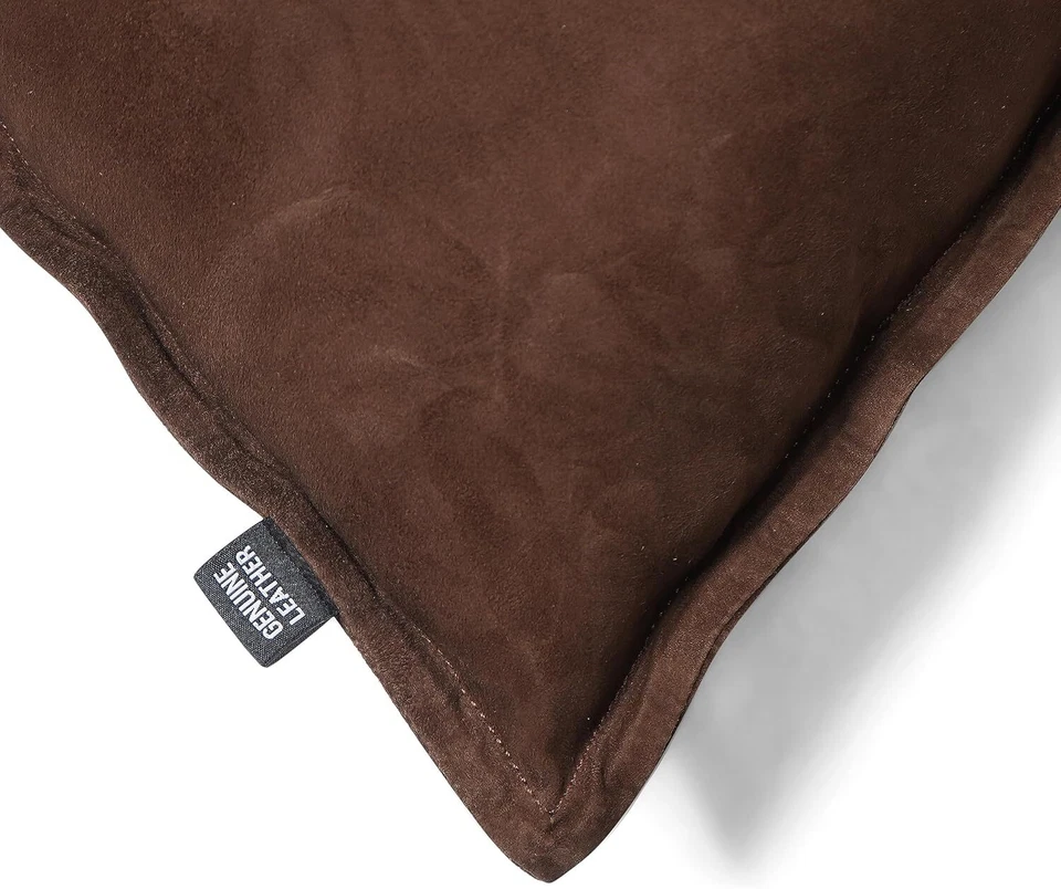 Funda de almohada de cuero de cordero genuino funda de cojín para sofá sala de estar y dormitorio Foto 3 de 4