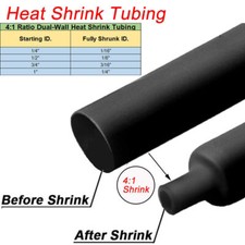 3-45FT Ratio Heat Shrink Tubing Dual Wall Adhesive Shrinkable Wires Wrap 4:1