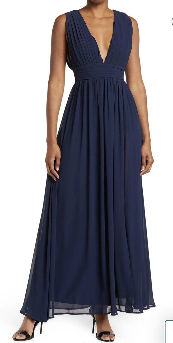 athen plunging v-neck maxi dress NWT $100 SZ XLARGE Love X Design Athena Plunging V Neck Maxi Dress Black