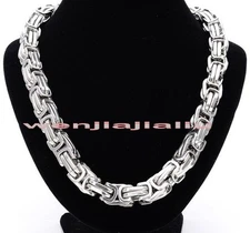 6/8/10/15mm 18-40"Heavy Silver Byzantine Chain Stainless Steel Men Necklace