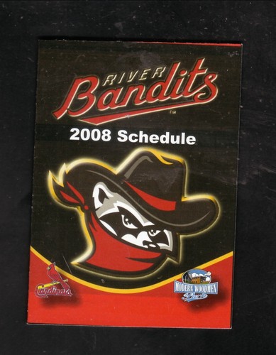 Quad Cities River Bandits--2008 Pocket Schedule--AmericInn--Cardinals Affiliate
