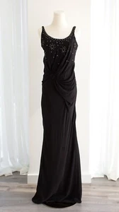 Christian Dior By John Galliano Black Knot Flower Crystal Embellished Maxi Gown