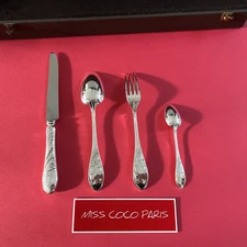 48-Piece Cutlery Set Saglier Frere Art Nouveau Lotus Silver-Plated TTB