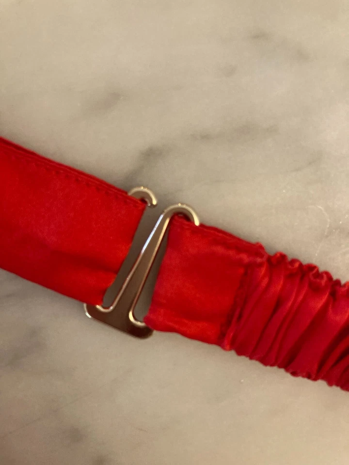 Conjunto de lencería sexy 100 % seda roja hecha a mano sin usar (leer descripción) Foto 4 de 4