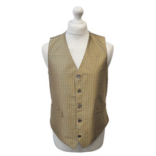Vintage Folkespeare Gold 2 Geometric 2 Pocket Smart Formal Waistcoat Men's M 40"
