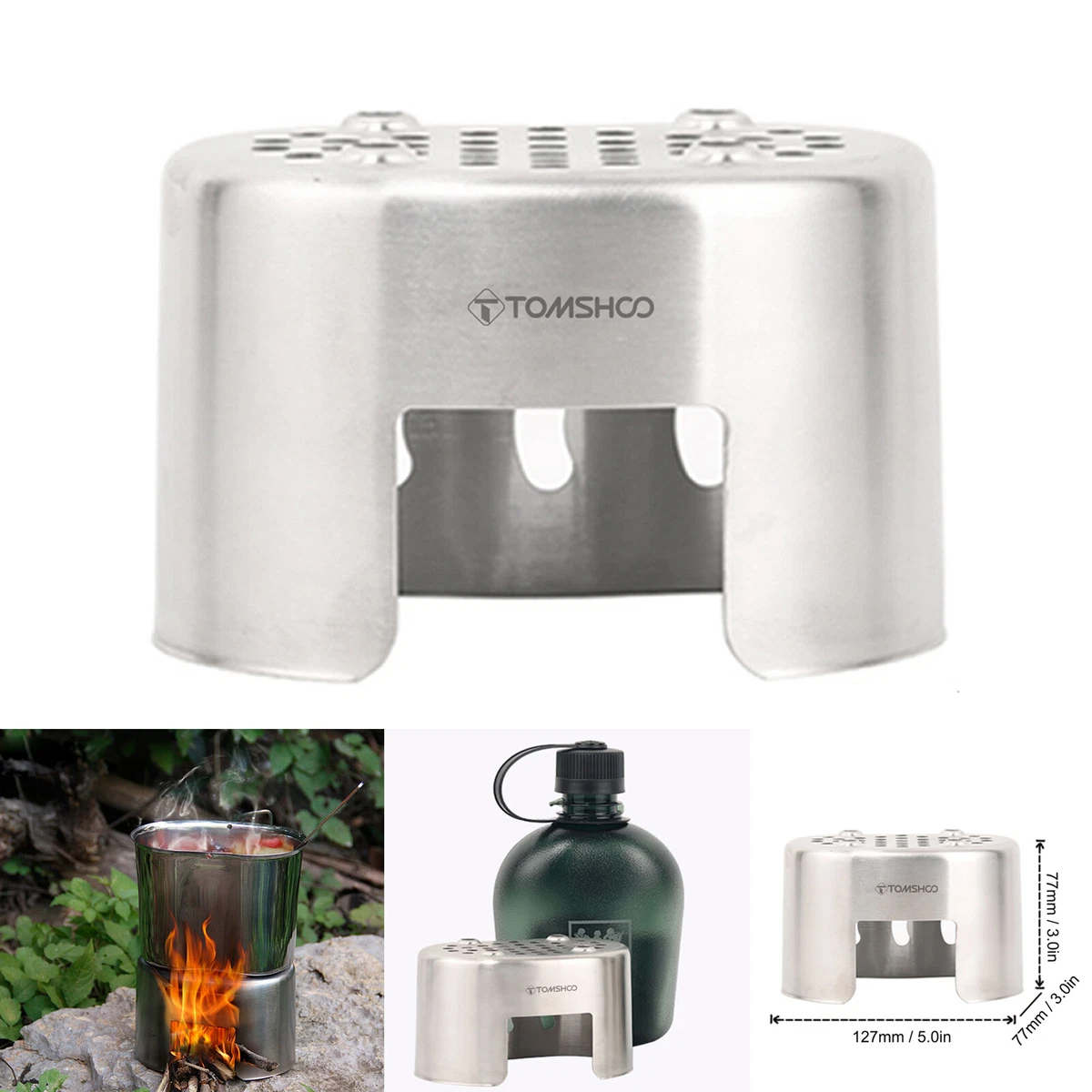 TOMSHOO Canteen Cup Stand Stainless Steel Wood Burning Stove for Camping  A2F2 | eBay