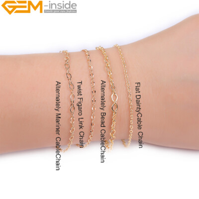 Women Cable Chains Brass Necklace Jewelry Making 39.3'' 14K Gold Filled Chain