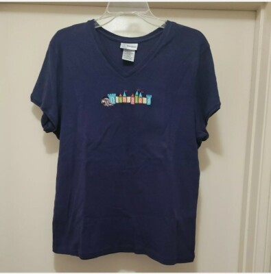 Disney Disneyland Resort Embroidered V Neck T Shirt Eeyore Size XXL