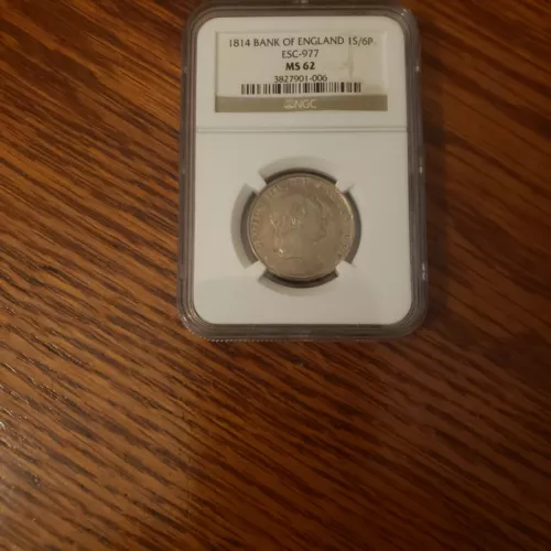 1814 Bank of England 1S/6P ESC-977 NGC MS 62 1 Shilling 6 Pence