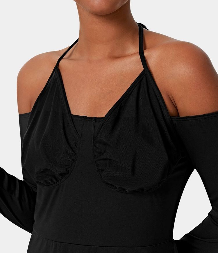 maeve halter ruched midi dress Maeve Halter Bow-Front Midi Dress – katie + hubbell main image 0
