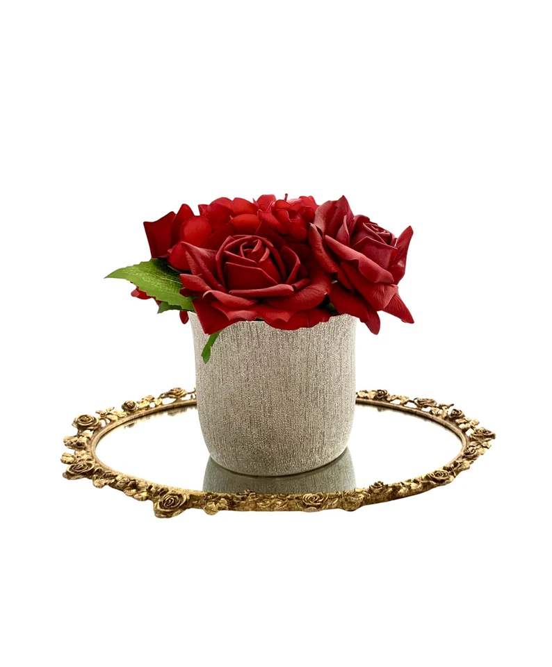Flower Arrangment Faux Mixed Roses Real Touch Home Decor Gift - Image 4 of 4