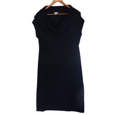 Yvos Women's Black Cowl Neck Alpaca Blend Sweater Dress - Size Medium