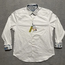 Robert Graham Button Up Shirt Mens Large White Rutherford 2 Flip Cuff NWT