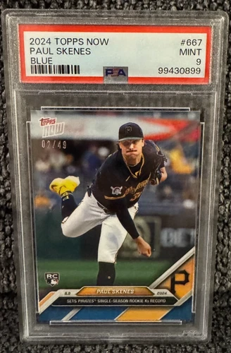 2024 Topps Now Paul Skenes RC Blue 2/49 #667 PSA 9 Mint LOW POP Pittsburgh