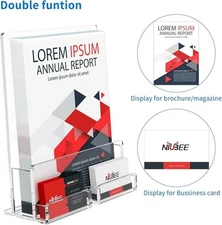 NIUBEE 2-Pack Acrylic Brochure Holder, Clear Brochure Display Stand wCard Holder