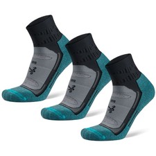 Balega Blister Resist Quarter Length Running Socks, Gray/Blue, 3 Pack